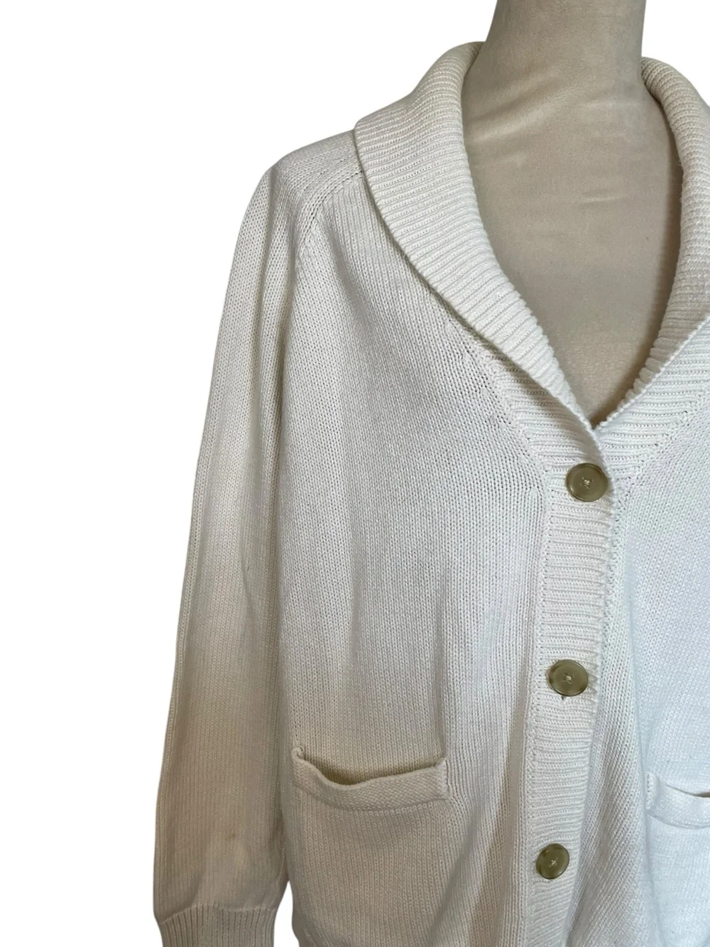 J. Crew Cream Shawl-Collar Cardigan with Button Front